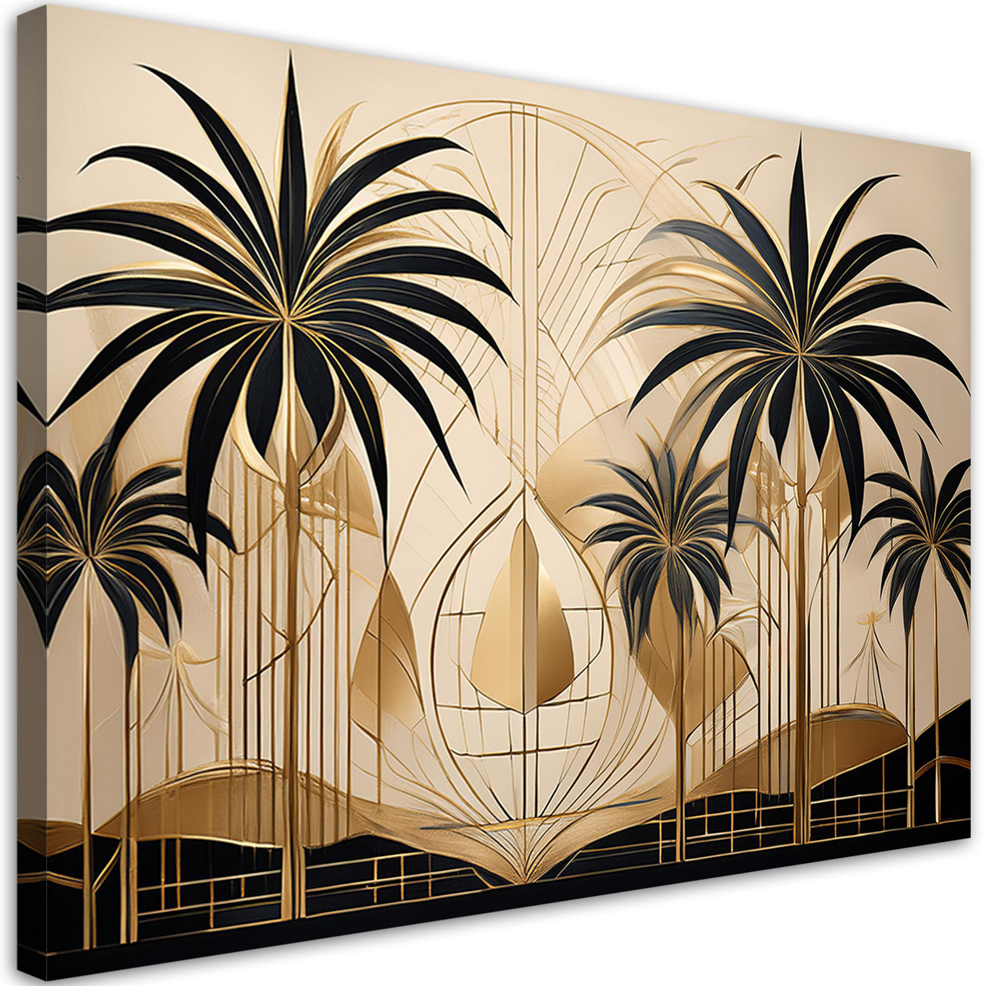 WANDBILD tropische landschaft abstrakt - Beige, Textil (60/40cm) - Feeby