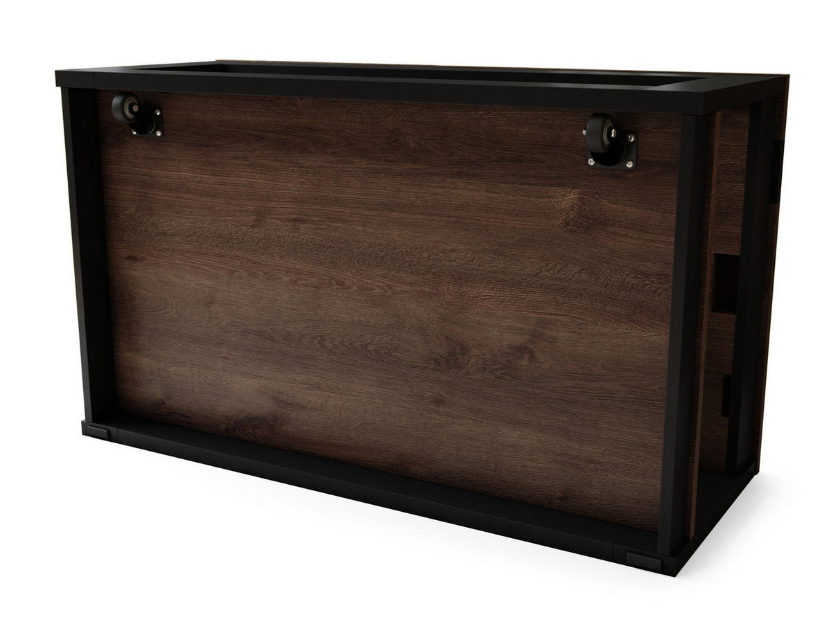 COUCHTISCH rechteckig Eiche dunkel Schwarz matt aufklappbar - Schwarz/Braun, Holzwerkstoff (66/112/45cm) - designimpex