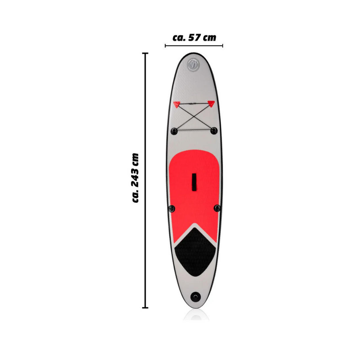 SURFBOARD Aufblasbar 243 cm SUP Board Mit Tasche Pumpe Finne Bis 100 kg - Rot/Schwarz, Kunststoff (243/57/7cm) - JUNG