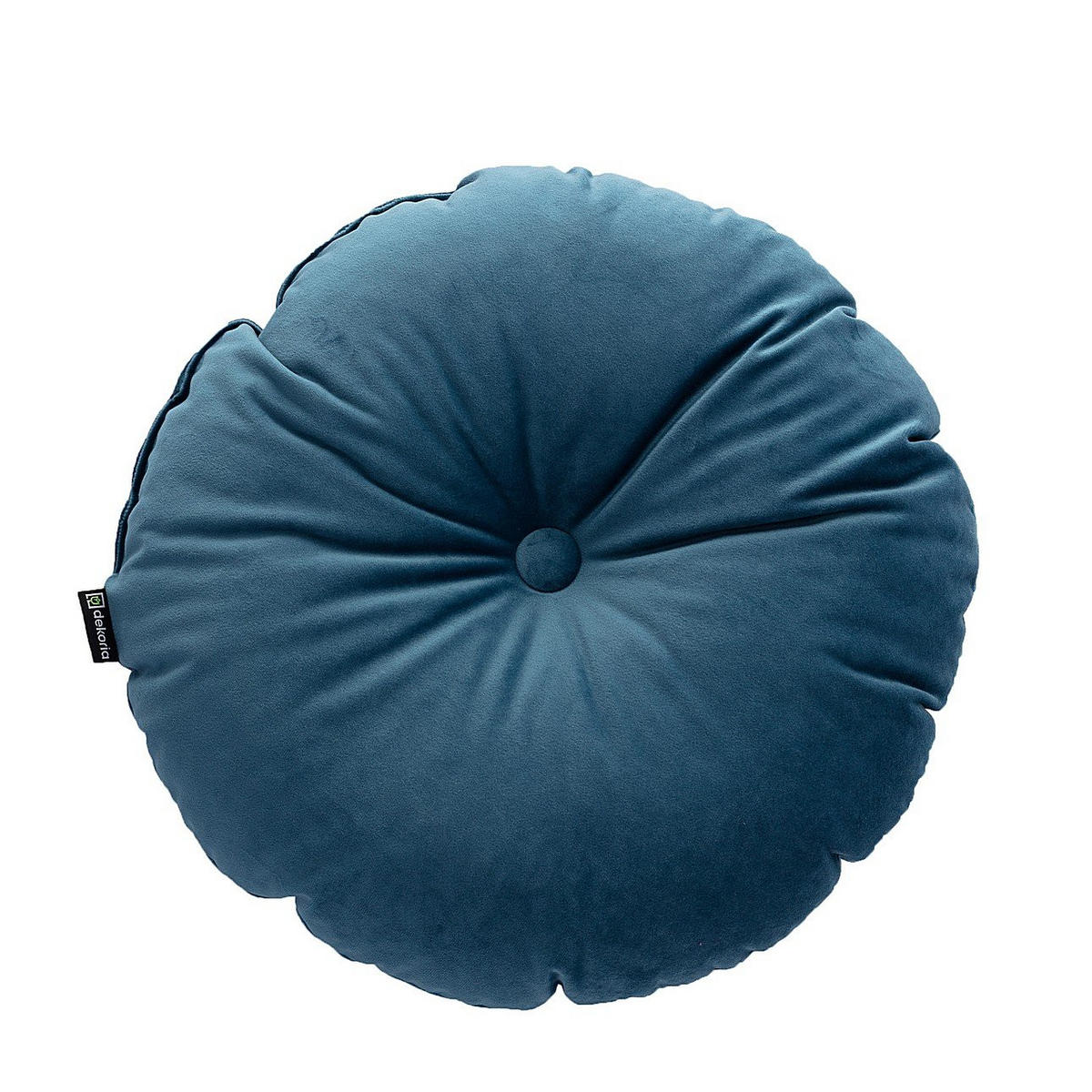 KISSEN Velvet rund, blau, 37cm - Blau, Textil (37cm) - Dekoria