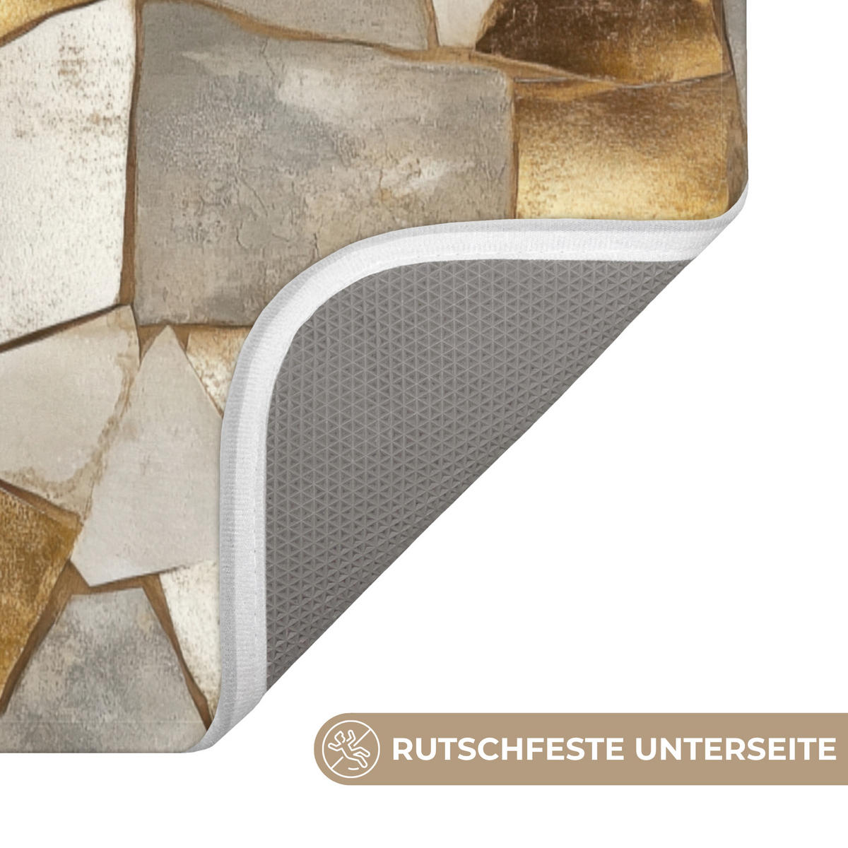 KOUPELNOVÁ PŘEDLOŽKA Mozaika - Mramor - Zlato 60x120 cm - šampaňská, textil/plast (60/120cm)