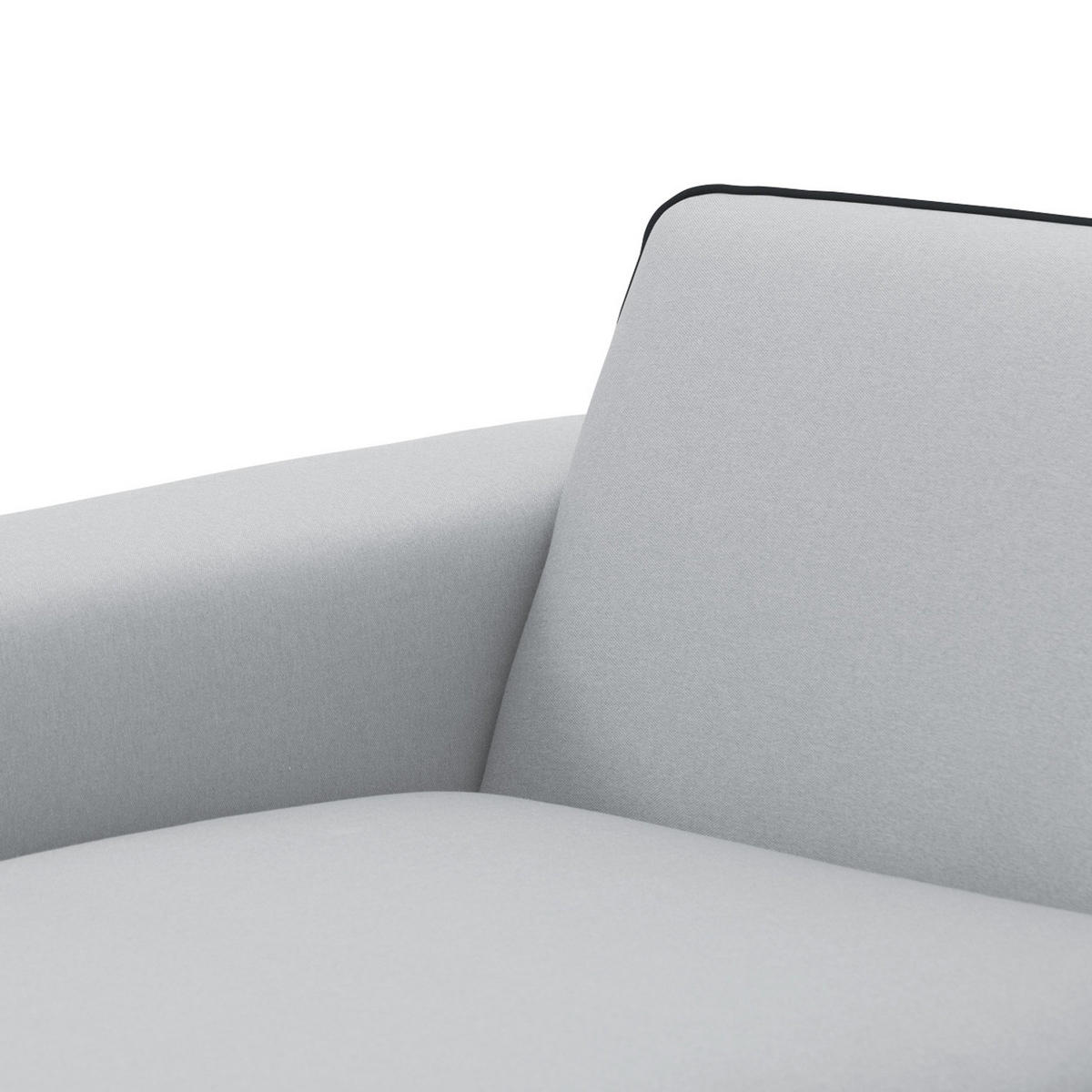 ECKSOFA mit Longchair - Webstoff - Hellgrau/Schwarz, Textil/Metall (264/168cm) - home24
