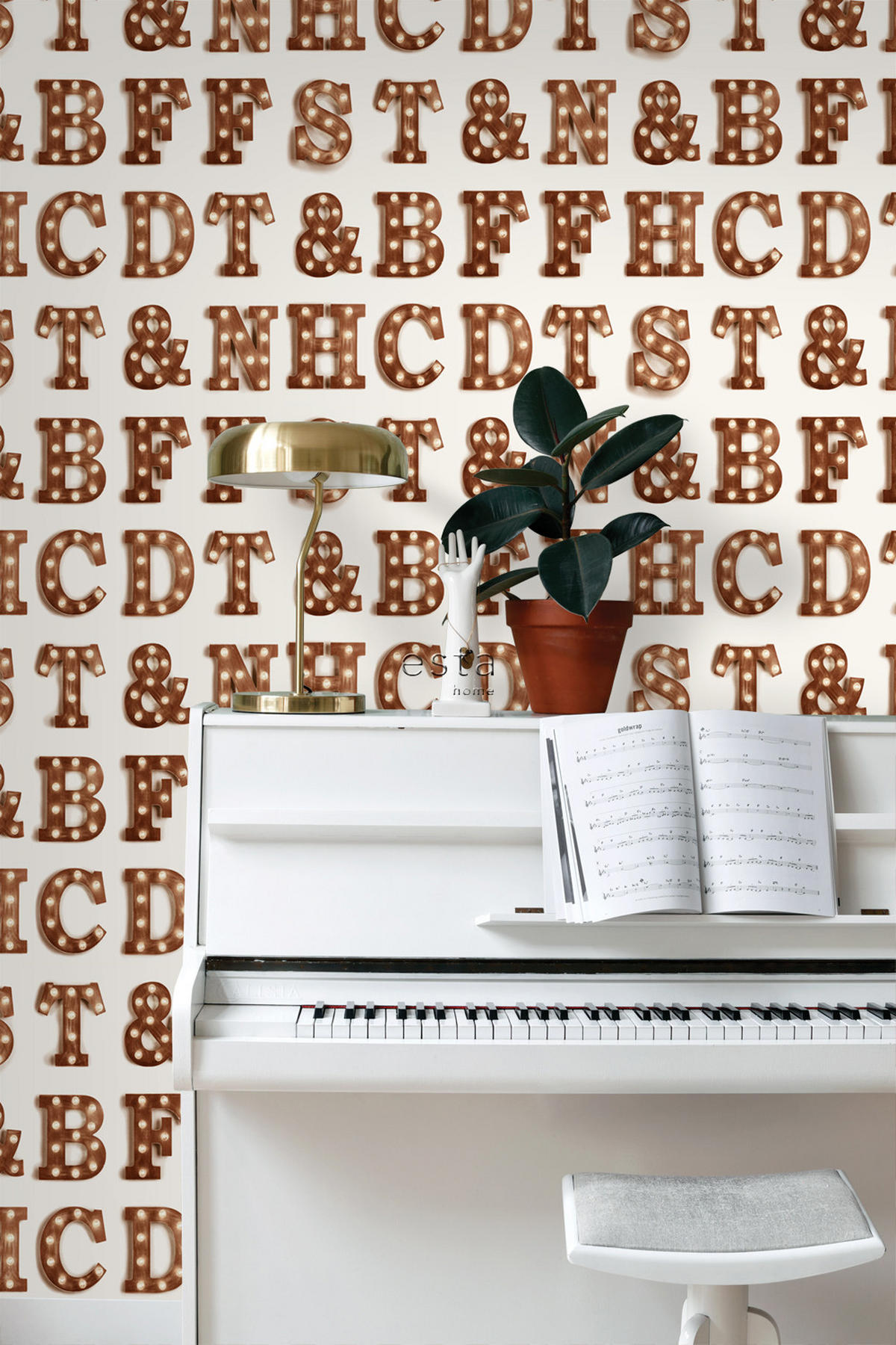 TAPETE Leuchtbuchstaben 53 cm x 10.05 m - Braun, Papier (53/1000cm) - ESTAhome