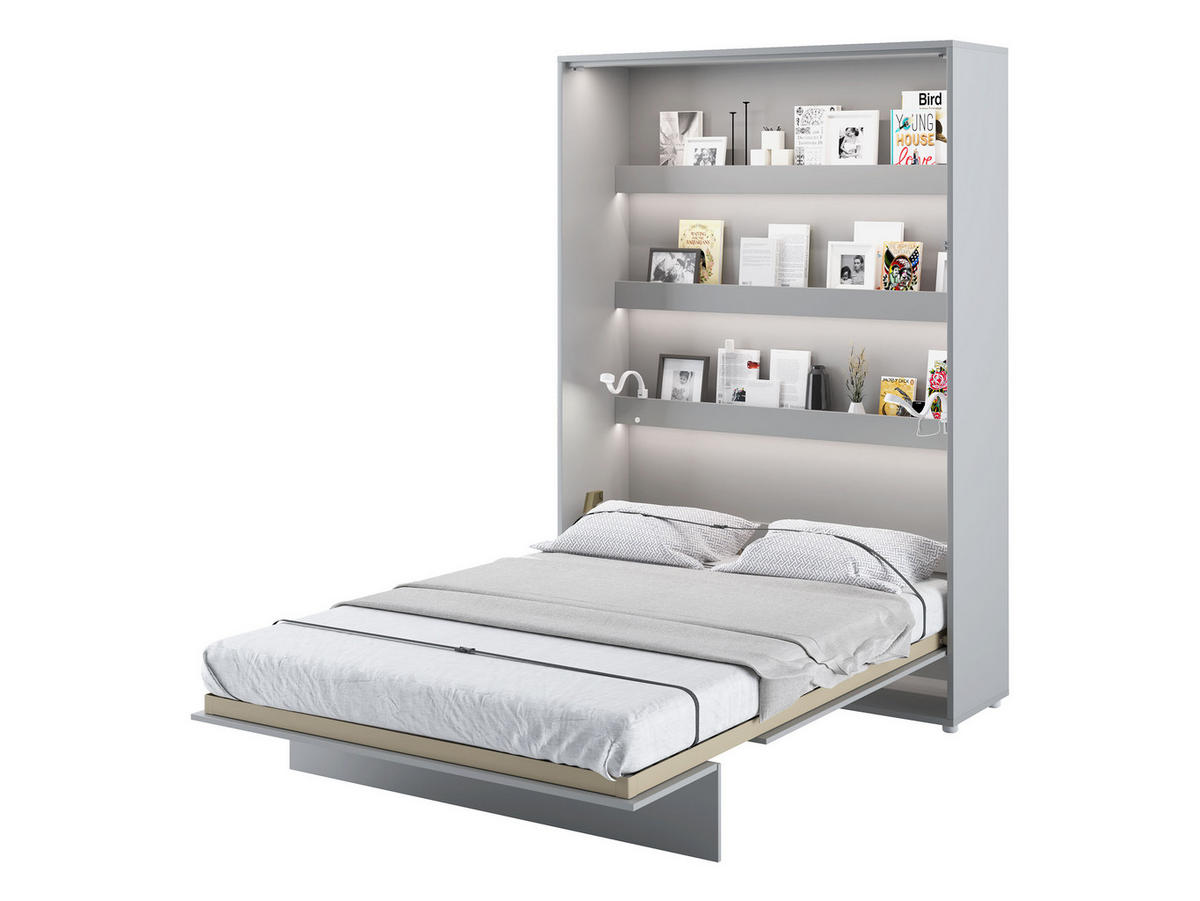 SCHRANKBETT Bed-Concept BC-01 140x200 mit zwei LED-Lampe - Grau, Holz/Holzwerkstoff (140/200cm) - MIRJAN24
