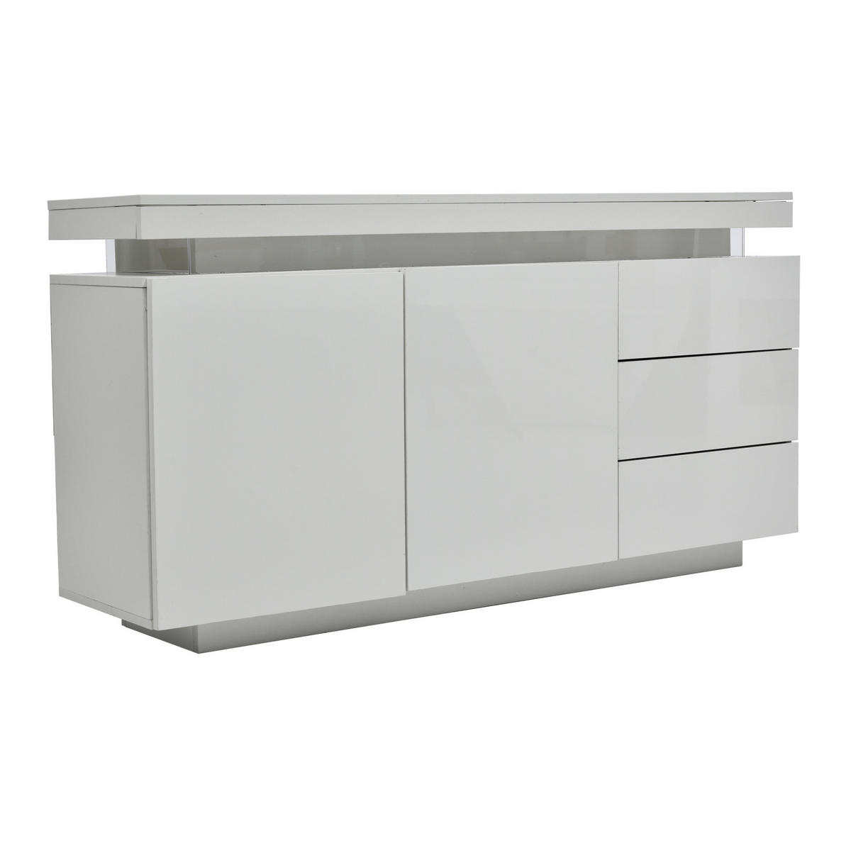 SIDEBOARD 140/35/72,5 cm aus Spanplatte mit LED-Beleuchtung und Hochglanzfront Weiß - Weiß, Holzwerkstoff (140/72.5/35cm) - Modenvie