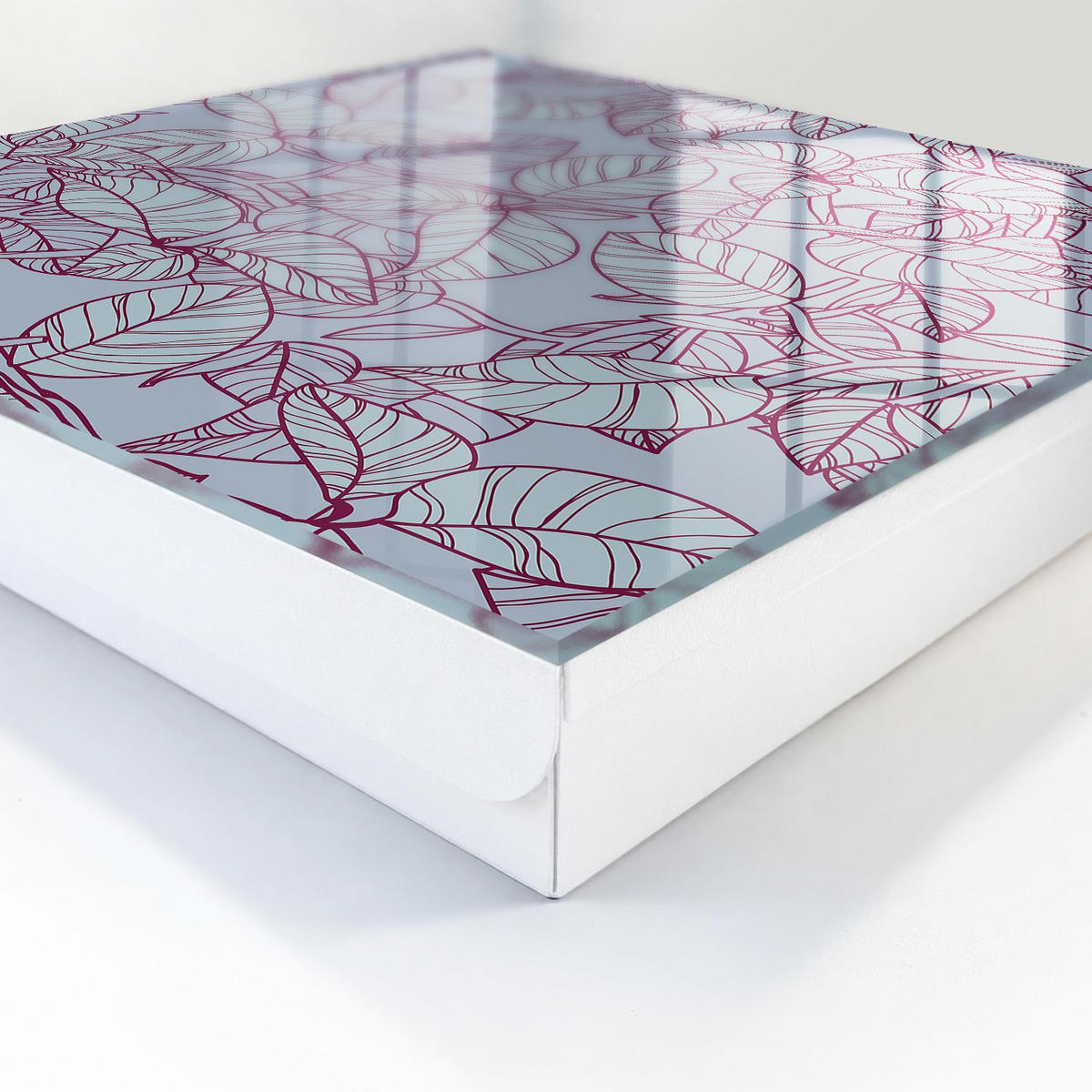 SCHLÜSSELBOX Weiß 30x30 cm – Türöffnung nach rechts - Burgunderblätter - Grau, Metall (30/30/5cm) - TULUP