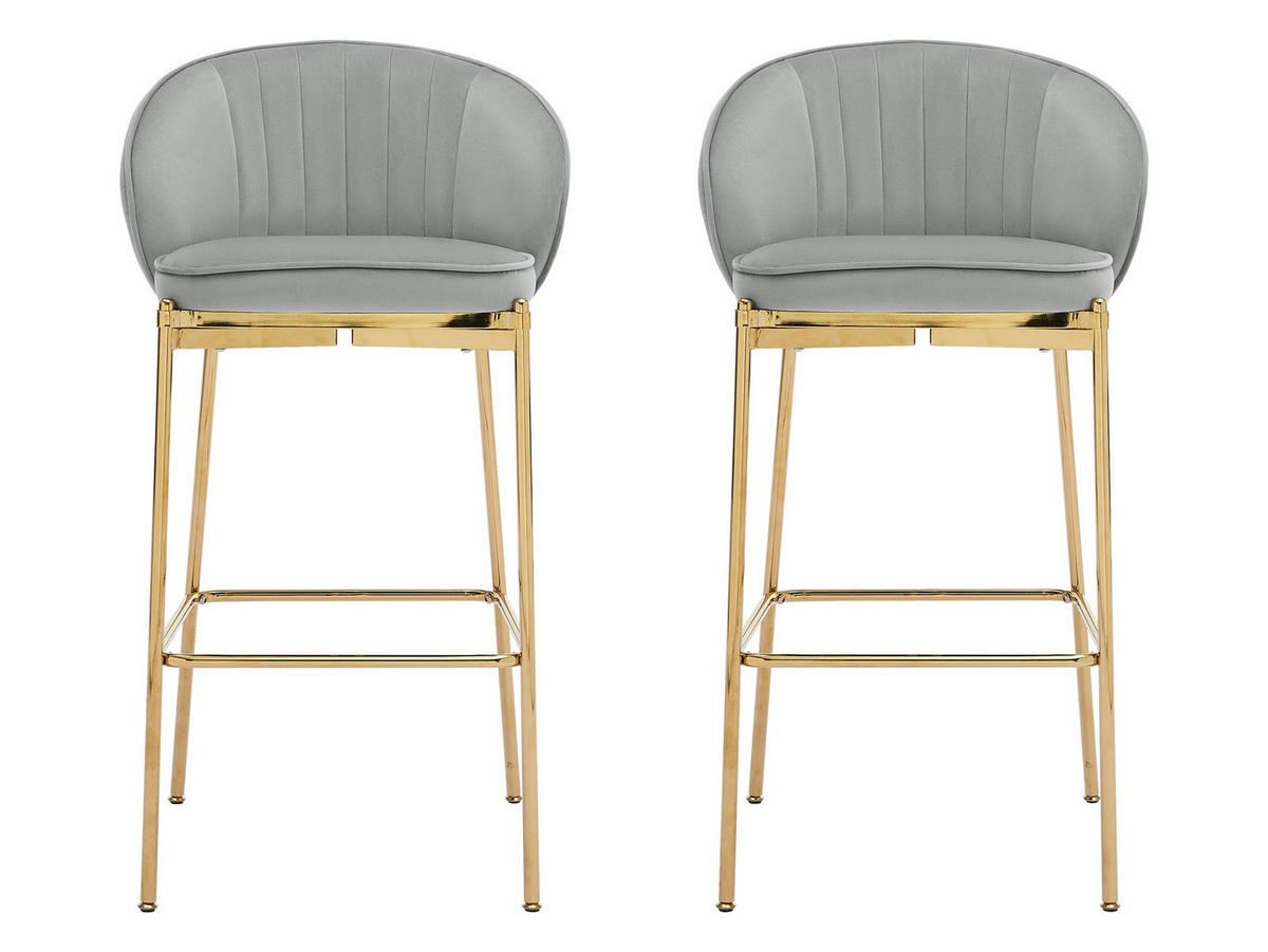 BARHOCKER-SET Muz BS-1258/GL - Goldfarben/Grau, Textil/Metall (55/101/51cm) - MIRJAN24