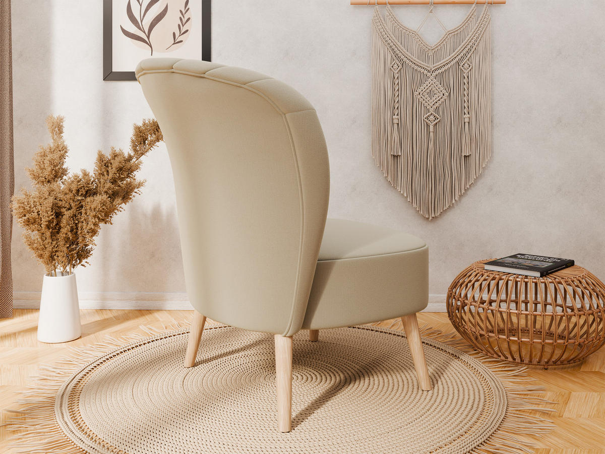 SESSEL Lumora mit Holzbeinen beige - Beige, Holz (68/82/78cm) - Panda Möbel