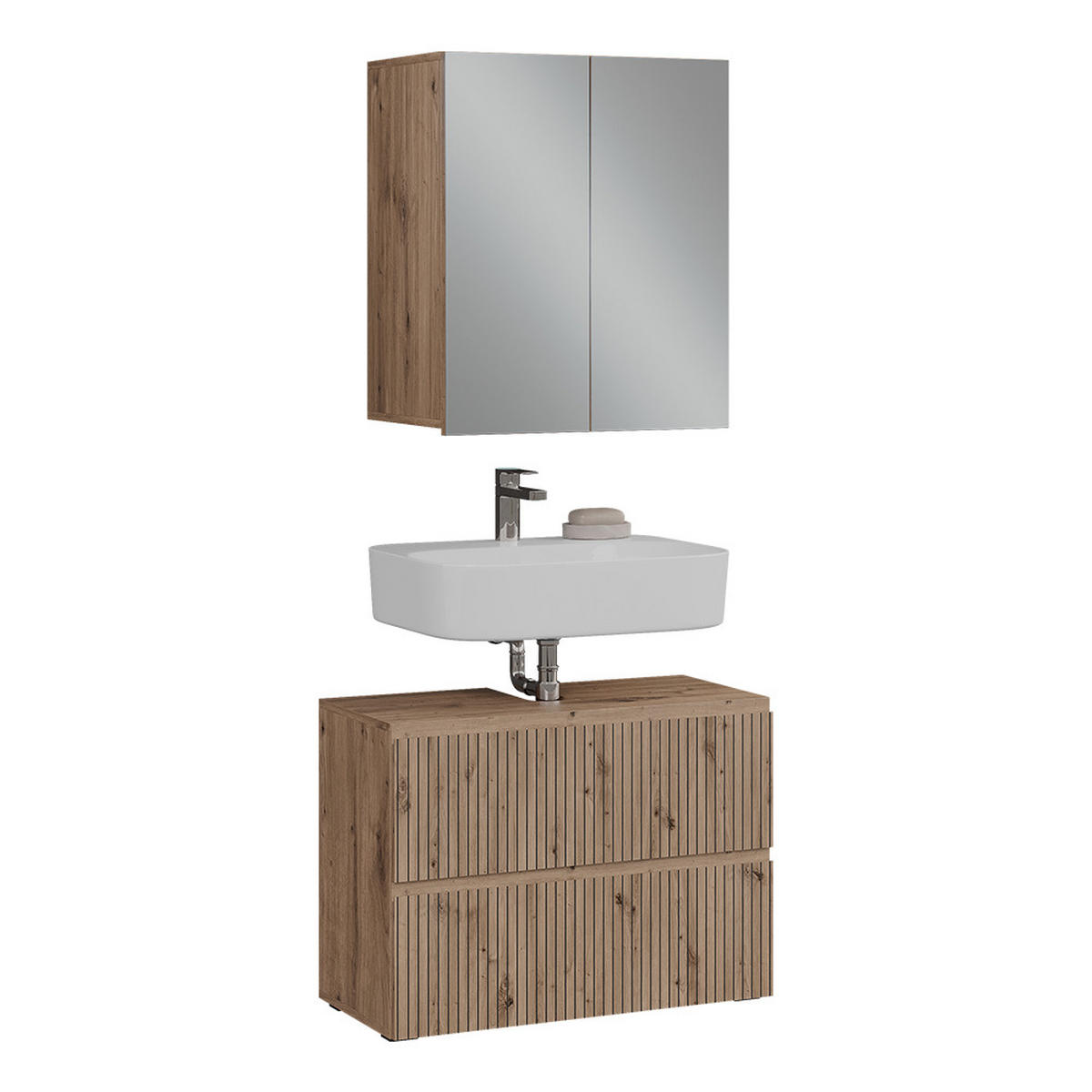 BADMÖBEL-SET Takumi Artisan 2 Teile - Hellgrau, Holzwerkstoff (60/58/35cm) - Vicco