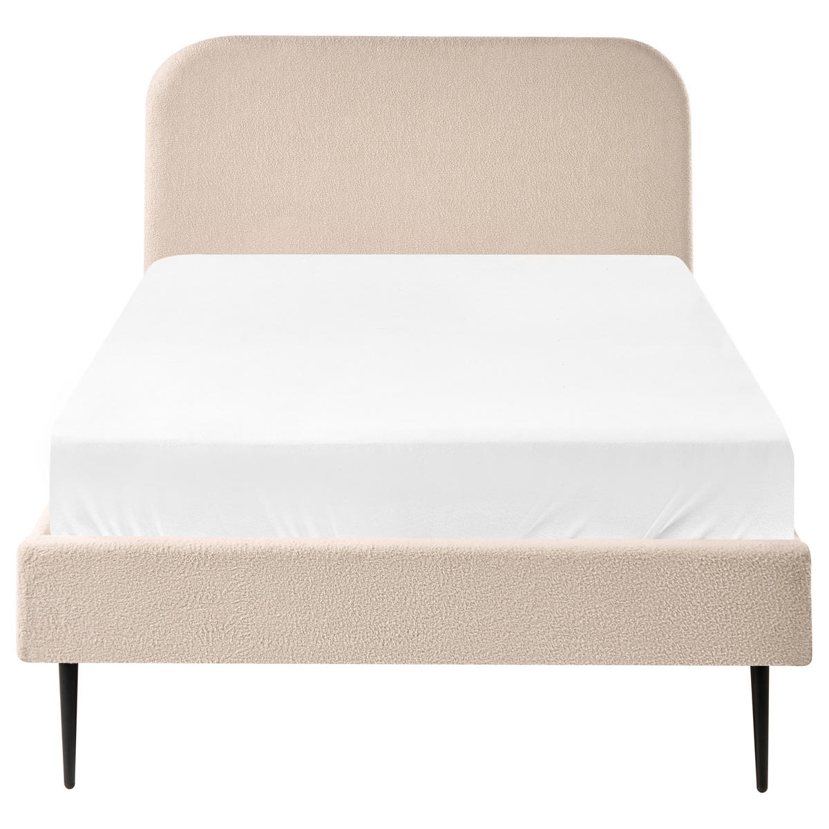 POSTELJA z letvenim dnom 120/200 bouclé svetlo bež Flayat - črna/bež, tekstil (120/200cm) - Beliani