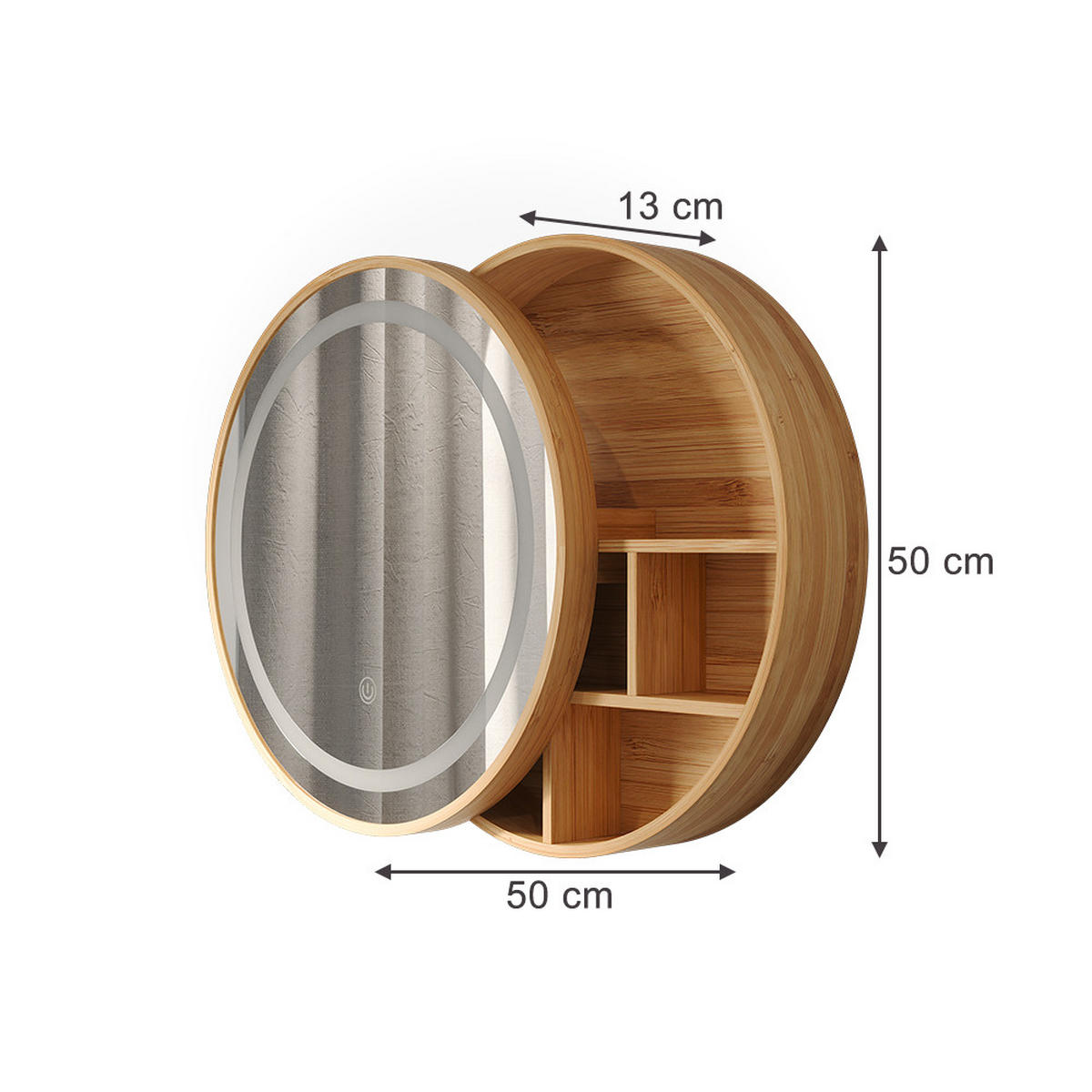 KOUPELNOVÁ ZRCADLOVÁ SKŘÍŇKA Silva Bambus 50 x 50 cm s 5 úložnými prostory - zelená barva, sklo (50/50/13cm) - Vicco