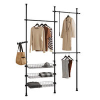 TELESKOP GARDEROBEN SYSTEM Schwarz - Schwarz, Kunststoff (198/285/1cm) - SoBuy