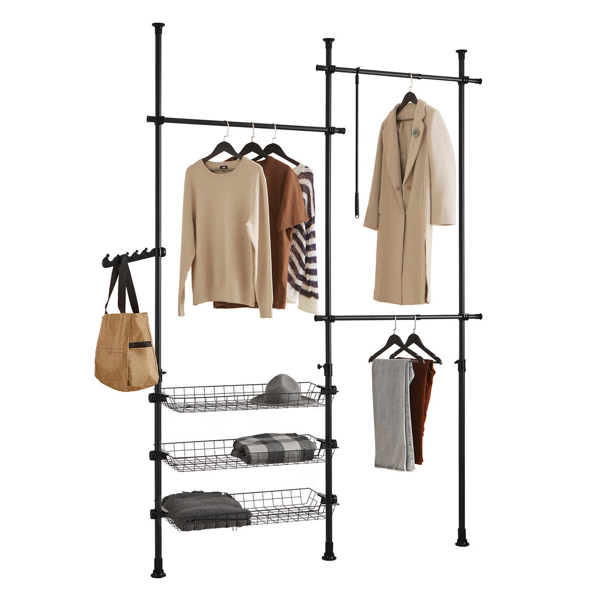 TELESKOP GARDEROBEN SYSTEM Schwarz - Schwarz, Kunststoff (198/285/1cm) - SoBuy