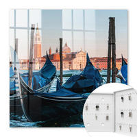 SCHLÜSSELBOX Weiß 30x30 cm – Türöffnung nach rechts - Italienische Landschaft - Blau, Metall (30/30/5cm) - TULUP