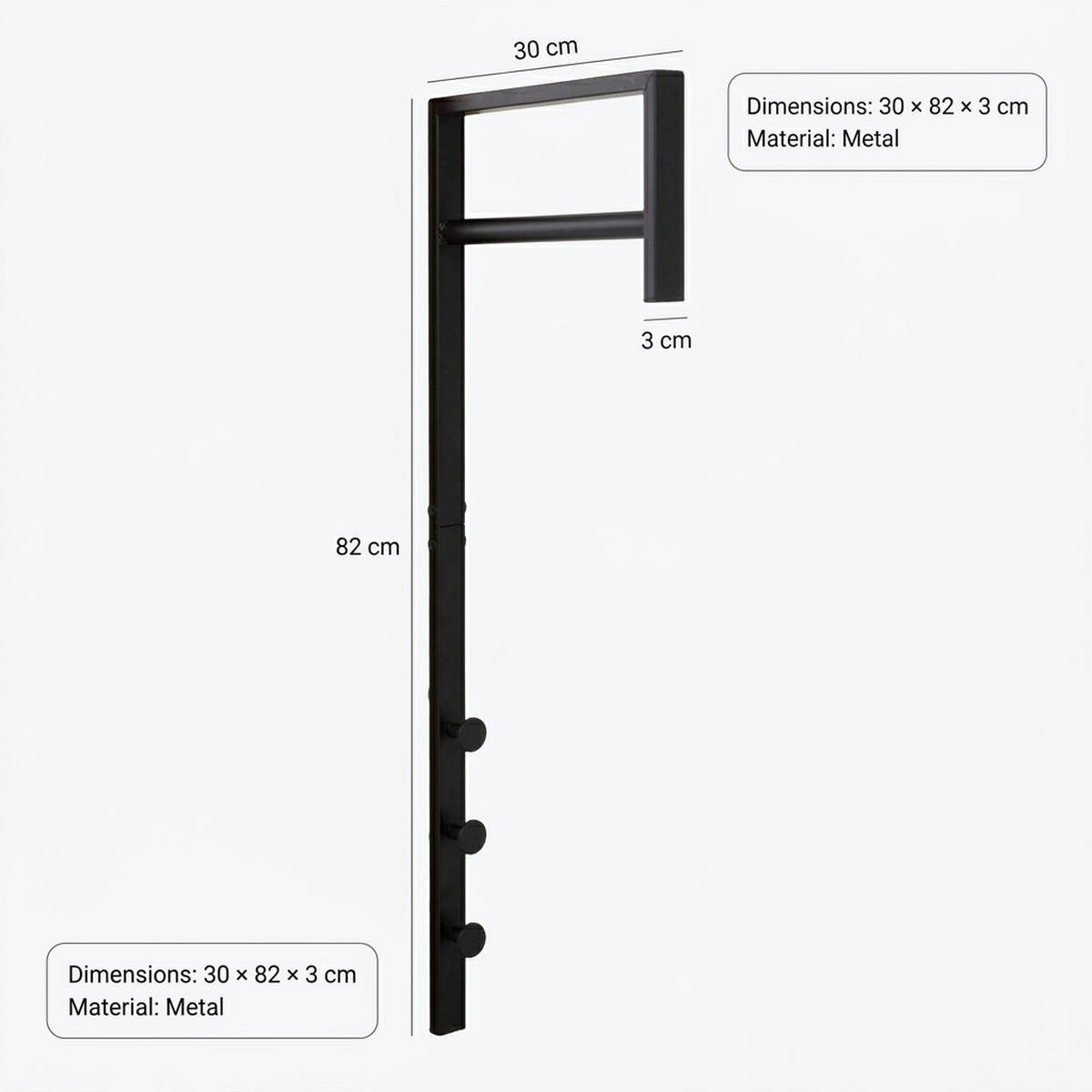 GARDEROBENSTÄNDER Pisa Schwarz 3/30/82 cm - Schwarz, Metall (3/82/30cm) - ebuy24