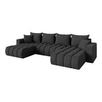 SEDACÍ SOUPRAVA DO U s funkcí spaní a úložným prostorem MILA-U-v1 378x194x86 tmavě šedá velur - černá/antracitová, kompozitní dřevo/textil (378/86/194cm) - ALTDECOR