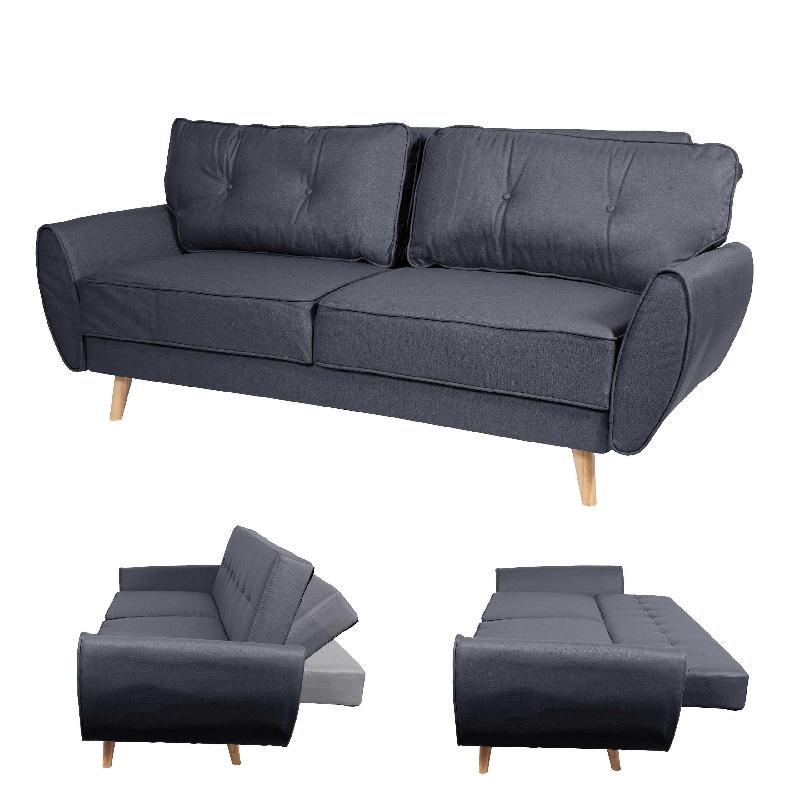 Thumbnail - MCW 3Er-Sofa, Anthrazit, Textil, 203x94x116 cm, Wohnzimmer, Sofas & Couches, Sofas, 3-Sitzer Sofas