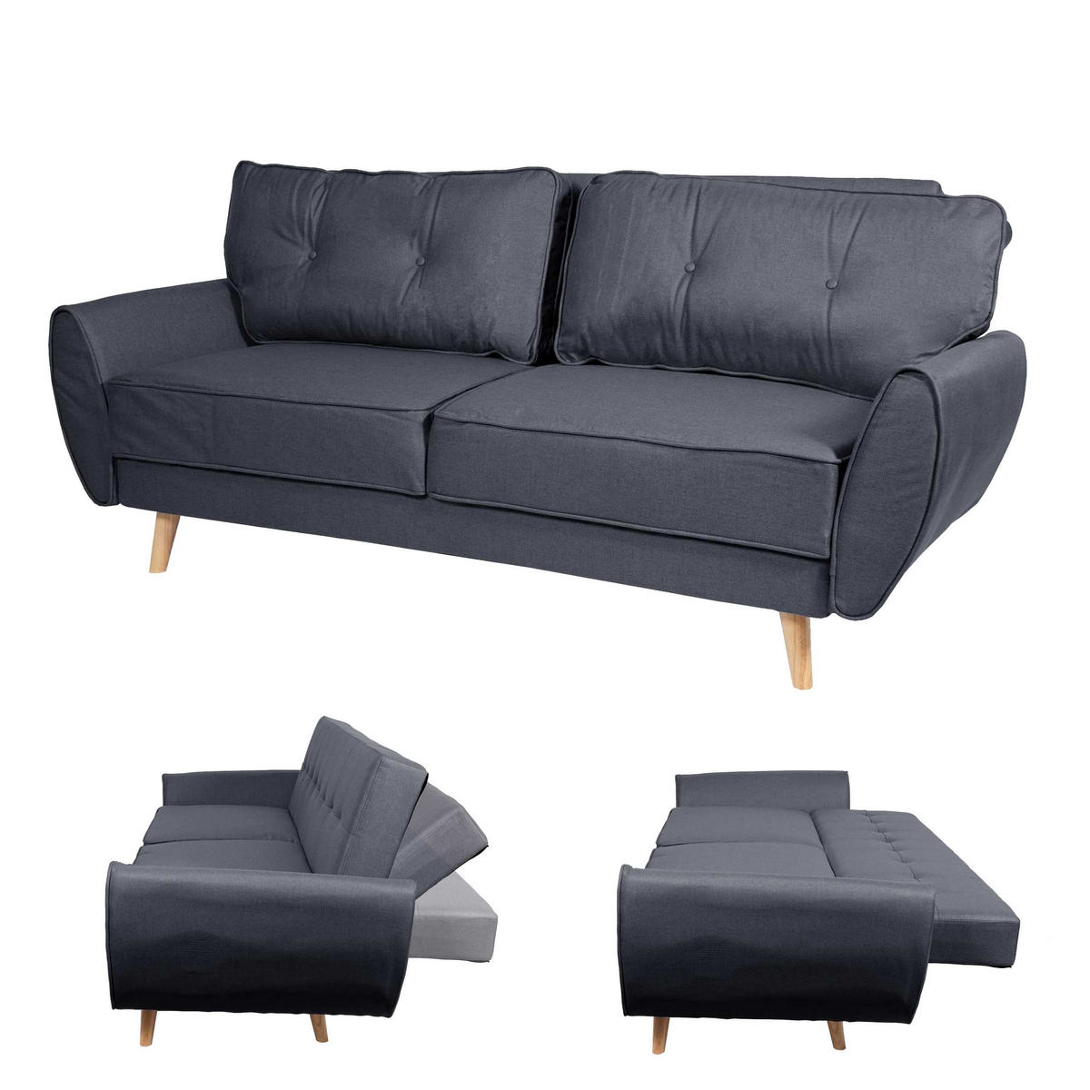 3ER-SOFA Anthrazit - Anthrazit, Textil (203/94/116cm) - MCW