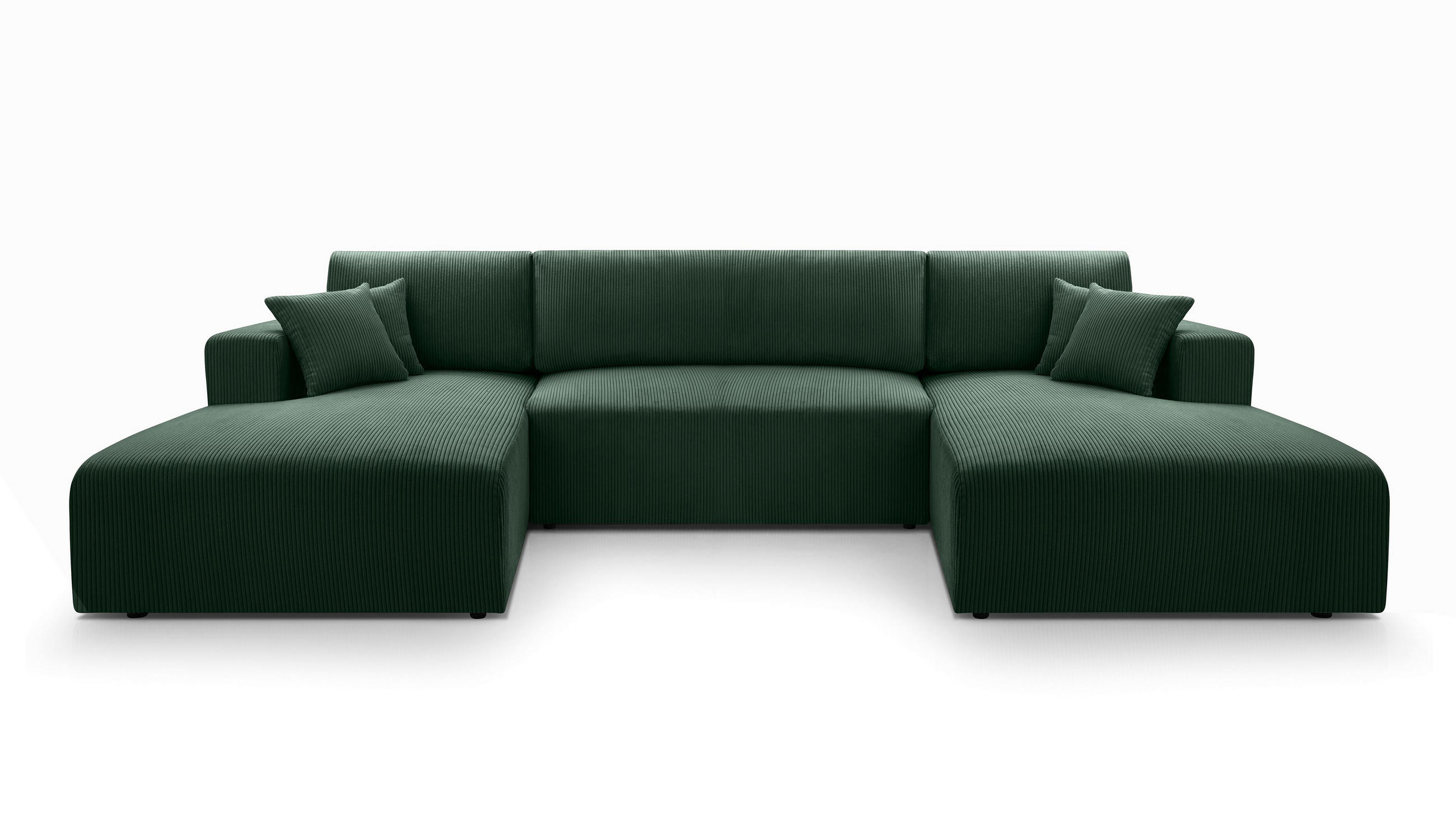 WOHNLANDSCHAFT Catea Grün 364/145/85 cm mit Schlaffunktion - Schwarz/Grün, Kunststoff/Textil (364/84/145cm) - AX Living