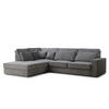 ECKSOFA Kirou Grau Chenille-Stoff - Links Seite - Schwarz/Grau, Holz/Holzwerkstoff (225/311cm) - Maison de Reve