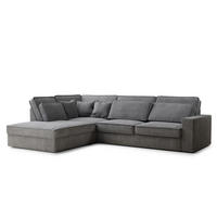 ECKSOFA Kirou Grau Chenille-Stoff - Links Seite - Schwarz/Grau, Holz/Holzwerkstoff (225/311cm) - Maison de Reve