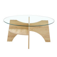 COUCHTISCH rund Naturholzoptik/Transparent Glas MDF Ø 80 cm - Transparent/Naturfarben, Glas/Holzwerkstoff (80/80/36cm)