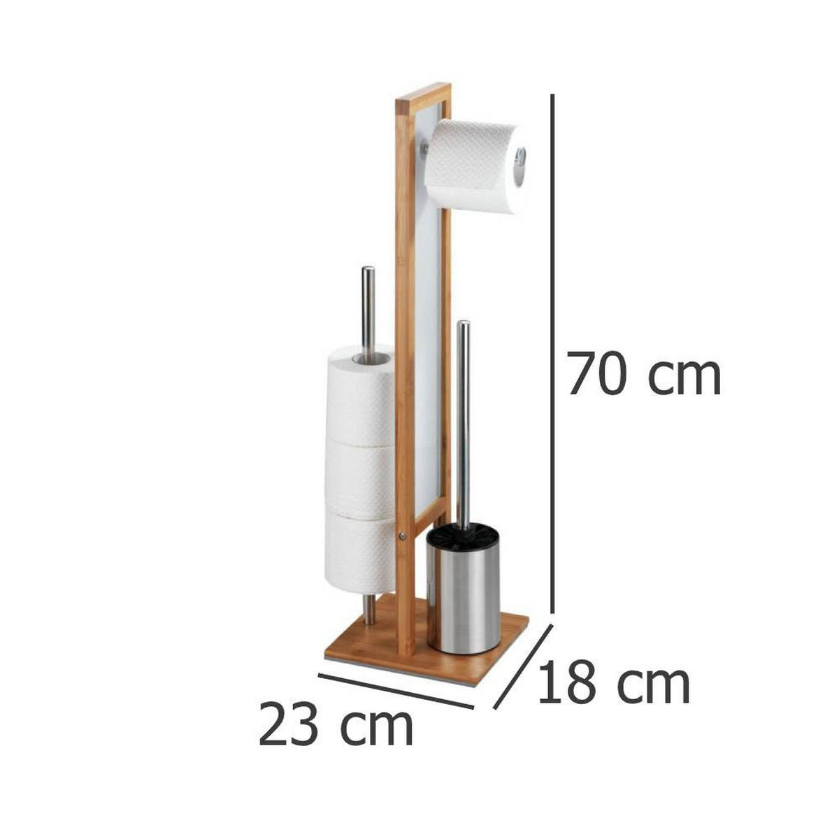 WC-GARNITUR 3in1 Rivalta 23/18/70 cm - Silberfarben, Naturmaterialen (18/70/23cm) - Wenko