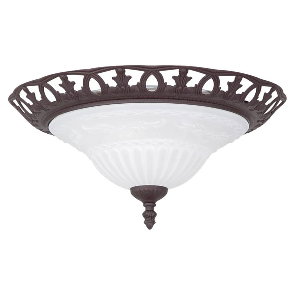 DECKENLEUCHTE Metall Rostoptik Braun - Braun, Glas (38/38/14cm)