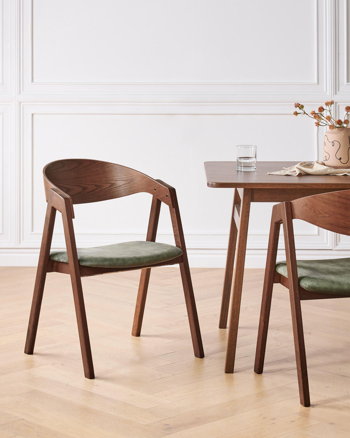 ESSZIMMERSTUHL 2er-Set Dunkelgrün Yuba - Dunkelgrün/Braun, Holzwerkstoff (56/79/44cm) - Beliani