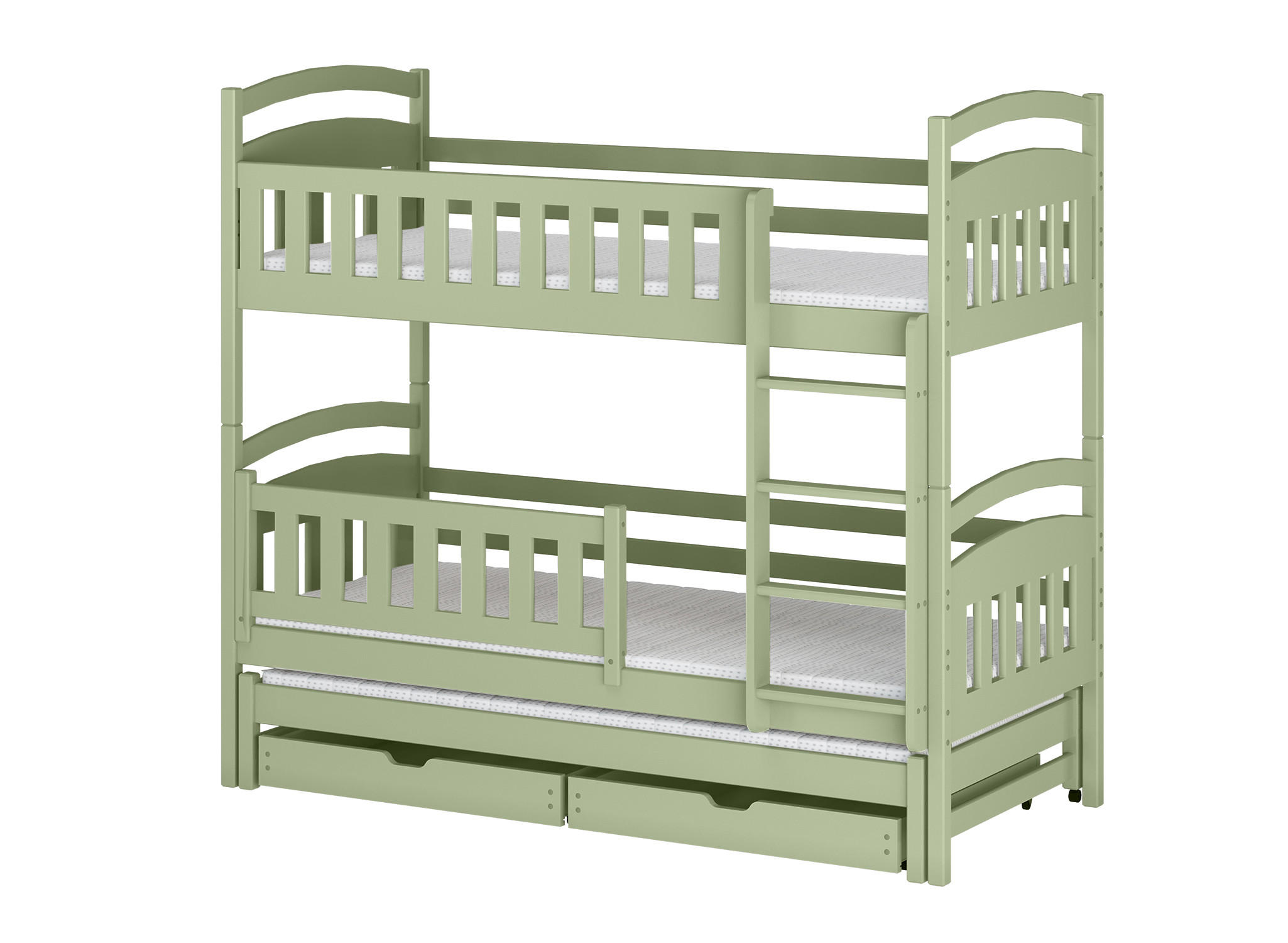 ETAGENBETT 90x200 cm mit Ausziehbett & zwei Schubladen in Olivgrün - Olivgrün, Holzwerkstoff (90/200cm) - Kids Collective