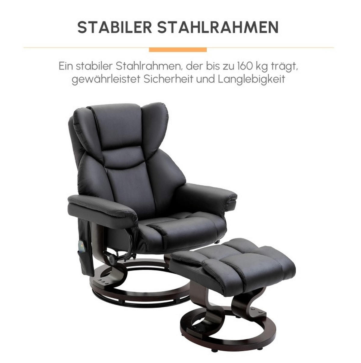 RELA/AČNÉ kreslo funkciou a podnožkou, 79/82/101 cm čierne, poťah z bonded leather - čierna, plast (82/101/79cm) - BEAOK