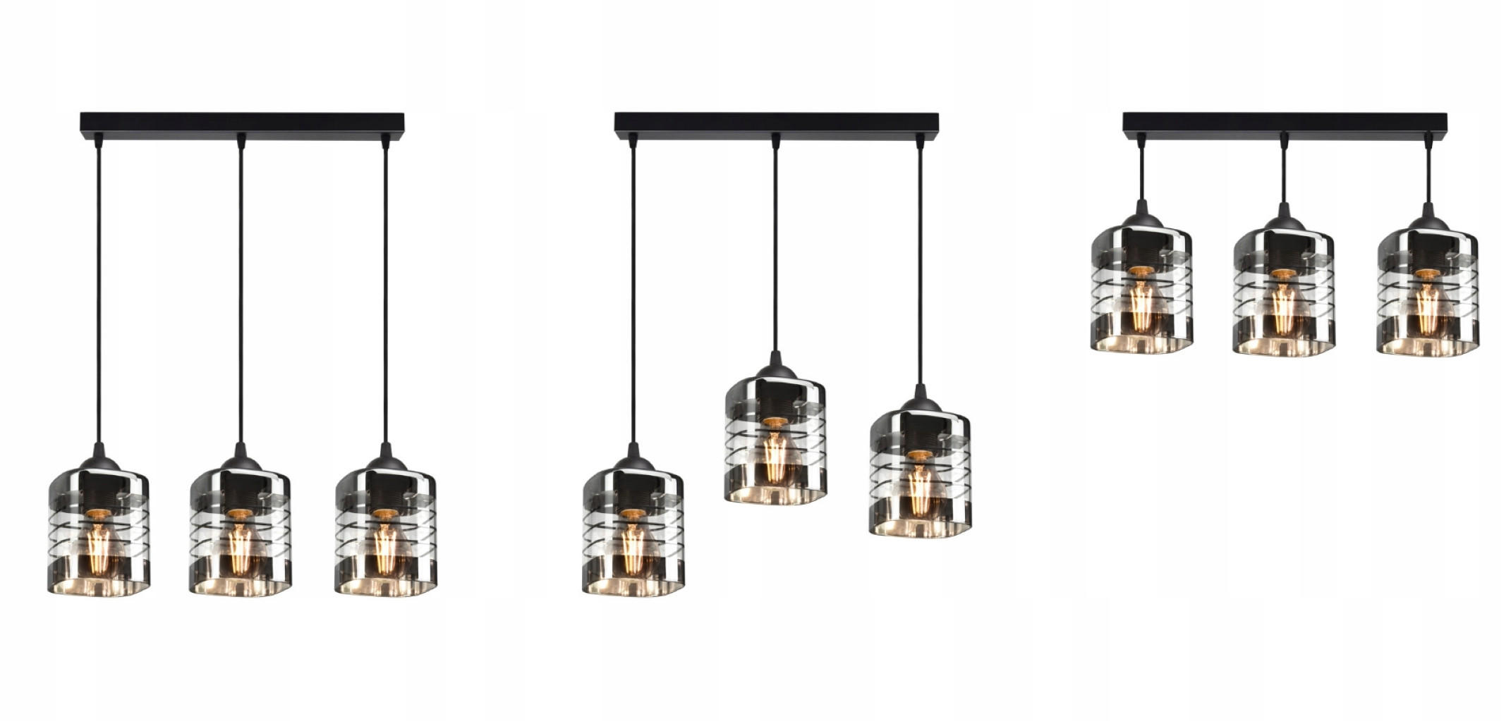 PENDELLEUCHTE TRAGLAS - Transparent/Schwarz, Glas/Metall (10/55/80cm) - kiki design