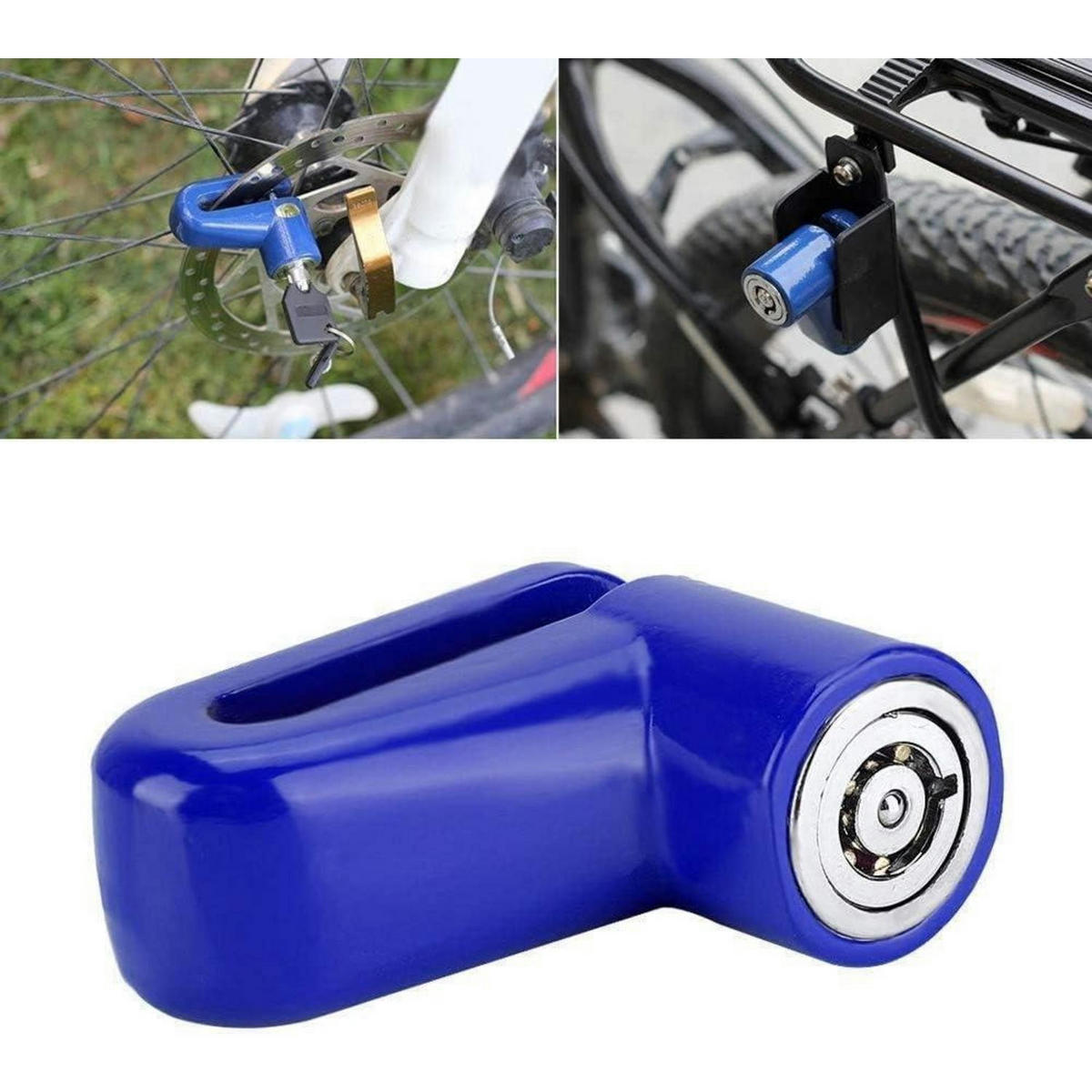 FAHRRADSCHLOSS Scheibenschloss Blau mit Halter - Blau, Metall (6/4/7cm)