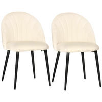2ER-SET Esszimmerstühle Küchenstuhl Polsterstuhl mit Rückenlehne, Samtoptik - Creme, Kunststoff (54/79/52cm) - HOMCOM