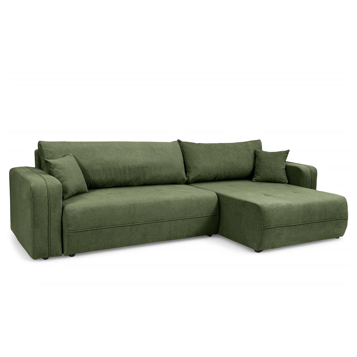 ECKSOFA mit Schlaffunktion - 272 cm - Schwarz/Grün, Kunststoff/Textil (272/145cm) - home24