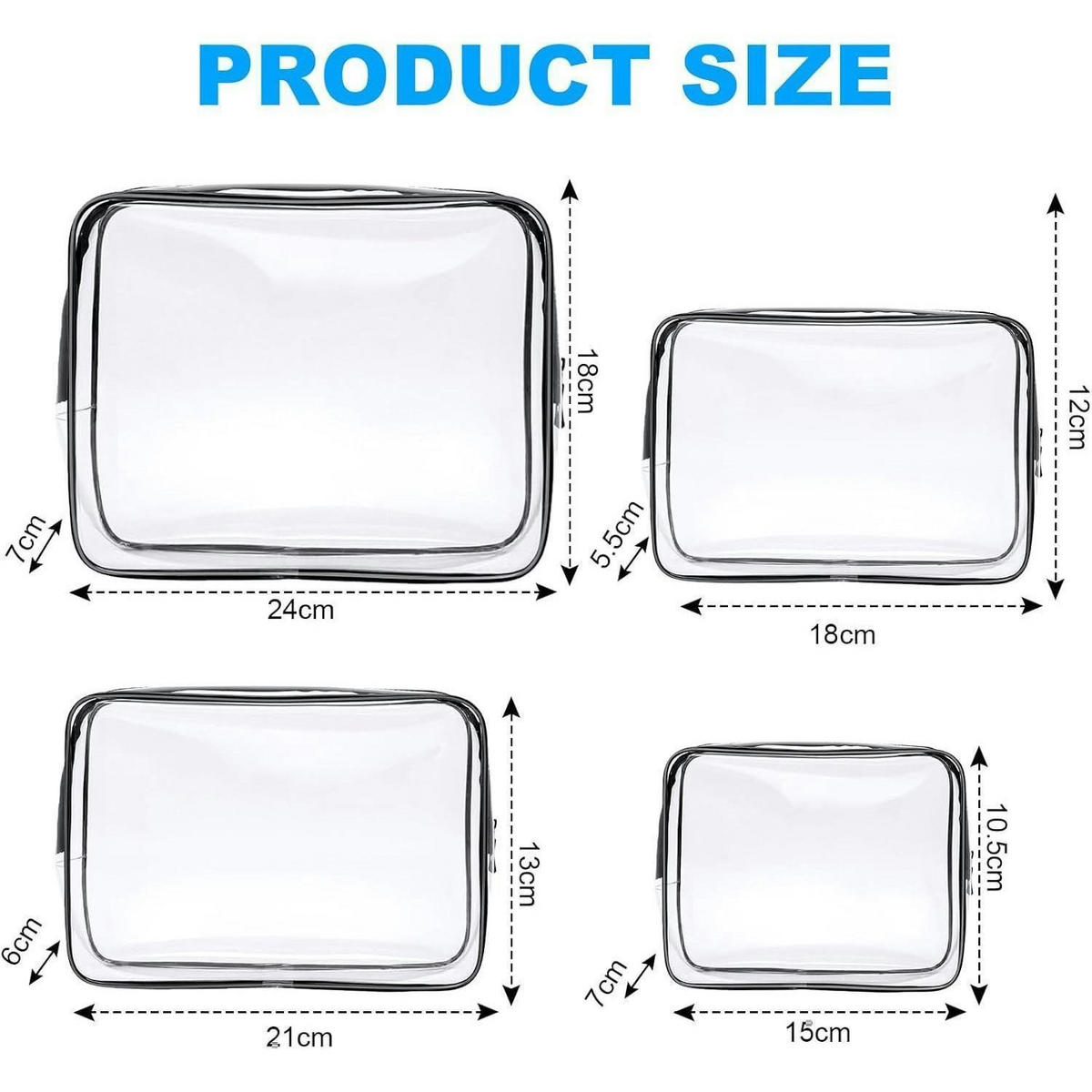 KULTURTASCHE 4-teiliges Set Transparent PVC - Transparent, Kunststoff (1/1/1cm)