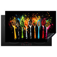 HERDABDECKPLATTE Löffel - Gewürze - Modern - Graffiti - Farbe - Farbenfroh 85x52 cm - Multicolor, Kunststoff (85/0.2/52cm) - MuchoWow