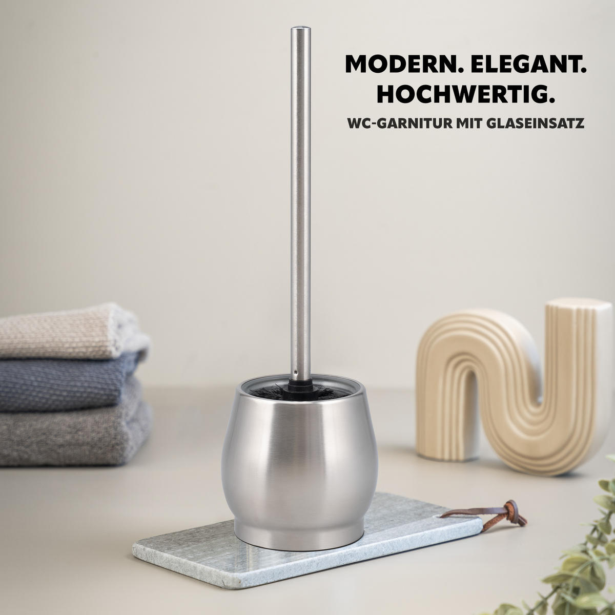 WC-GARNITUR FOSSA, Edelstahl - Edelstahlfarben, Metall (12/37/12cm) - bremermann