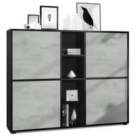 HIGHBOARD Cuba Türen in Beton Oxid Optik - Hellgrau, Holzwerkstoff (130.5/105.5/35.5cm) - Vladon