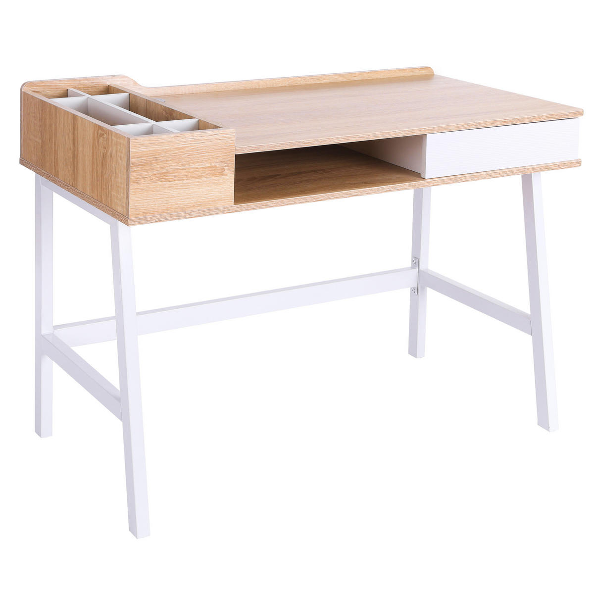 SCHREIBTISCH, MDF, Metall, Naturholz - Naturfarben, Kunststoff (100/55/81cm) - HOMCOM
