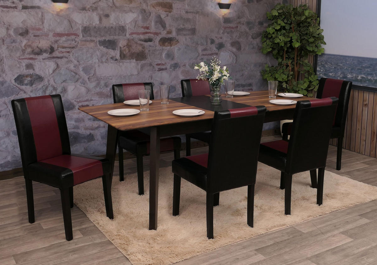 ESSZIMMERSTUHL Schwarz, Rot 6er-Set - Rot/Multicolor, Textil (43/90/56cm) - MCW