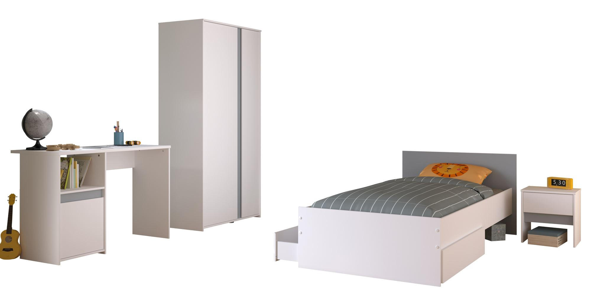 KINDERZIMMER-SET 5-tlg. Parisot Pirouette 23 Holzdekor Weiß - Weiß, Kunststoff (100/1/200cm) - 58aufmkessel
