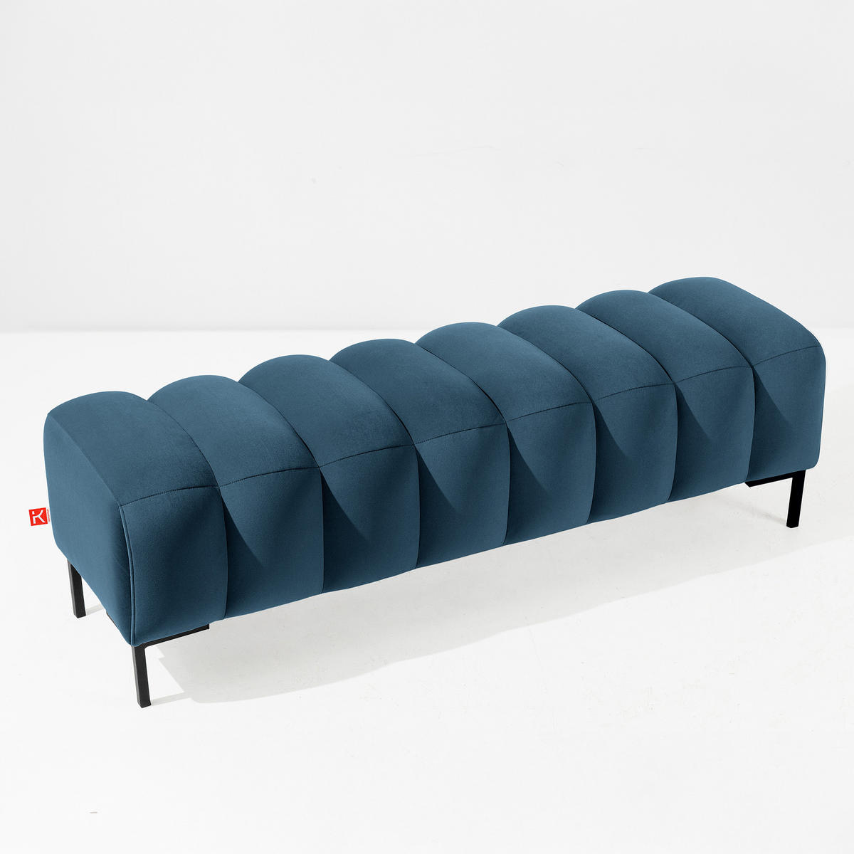 POLSTERBANK Bettbank PECCO, Metallbeinen - Blau/Goldfarben, Holz/Textil (60/50/50cm) - KONSIMO®