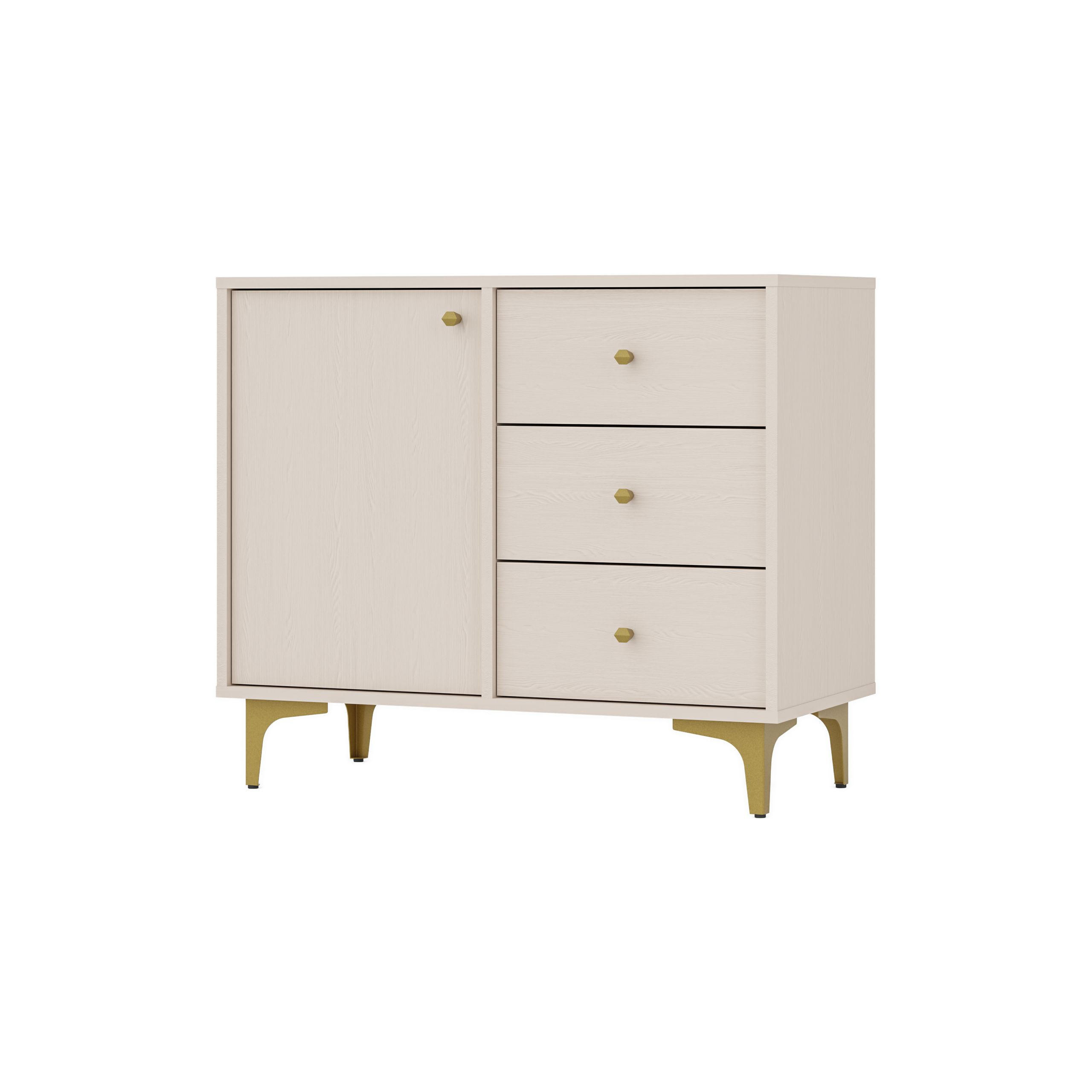 KOMMODE TORINO 84/72/41 cm mit 3 Schubladen 1 Türen Beige - Beige, Holzwerkstoff (84/72/41cm) - MASSENO