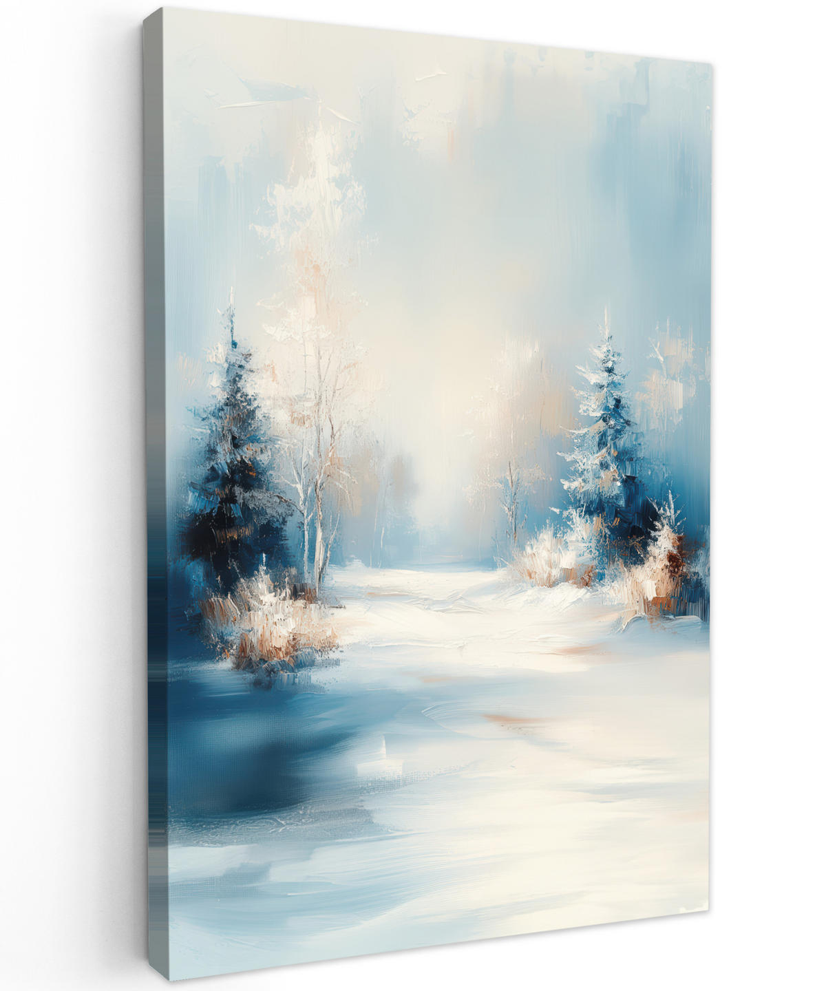 LEINWANDBILD Wald - Winter - Natur - Abstrakt - Schnee 60x90 cm - Weiß, Textil (60/90cm) - MuchoWow