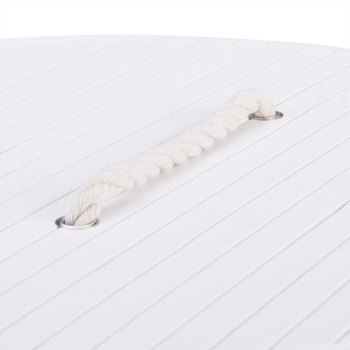 WÄSCHEKORB Weiß Bambus rund mit Deckel faltbar 70 l - Weiß, Holz/Textil (41/65/41cm) - Relaxdays