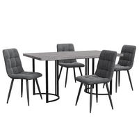 ESSGRUPPE DE-38979 140/80 cm Tisch mit 4 Stühlen Dunkelgrau - Dunkelgrau, Holzwerkstoff (140/75/80cm) - ComfortXL