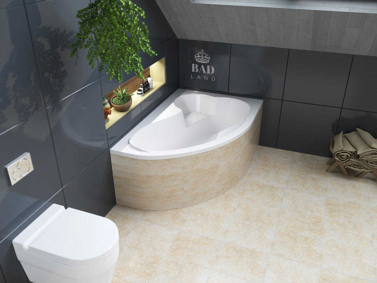 BADEWANNE Eckwanne MEGA 160/105 Rechts Ablauf & Füße - Weiß, Kunststoff (105/60/160cm) - bad land