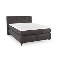 BOXSPRINGBETT 140x200 cm mit Bonell-Federkernmatratze H2 inkl. Topper, Bonell-Federkernpolsterung, Mikrofaser-Bezug in Dunkelgrau / 20007 - Dunkelgrau/Schwarz, Textil/Metall (140/200cm) - luma-home