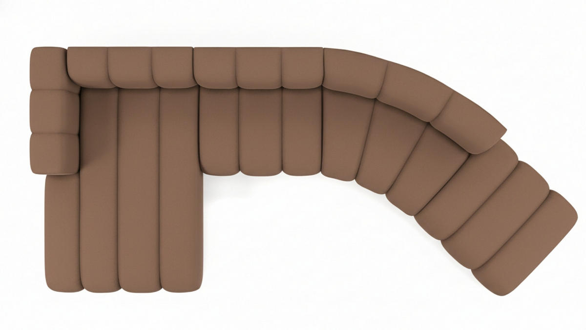 ECKSOFA L-Form GRAND Round, Stoff Salvador, Dunkelbraun, Links - Dunkelbraun, Holz (445/179cm) - Kaiser Möbel